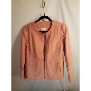LOFT MOTO WAIST JACKET LINEN BLEND IN A BLUSH/SALMON SIZE 0